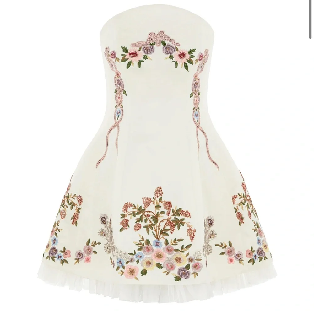 Clio Peppiatt Peacock Floral Embroidered Dress - Picture 2 of 7